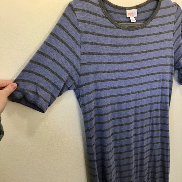 LuLaRoe Womens Simply Comfortable Stripe Stretch Bodycon Midi Julia Dress Size M - Picture 3 of 9